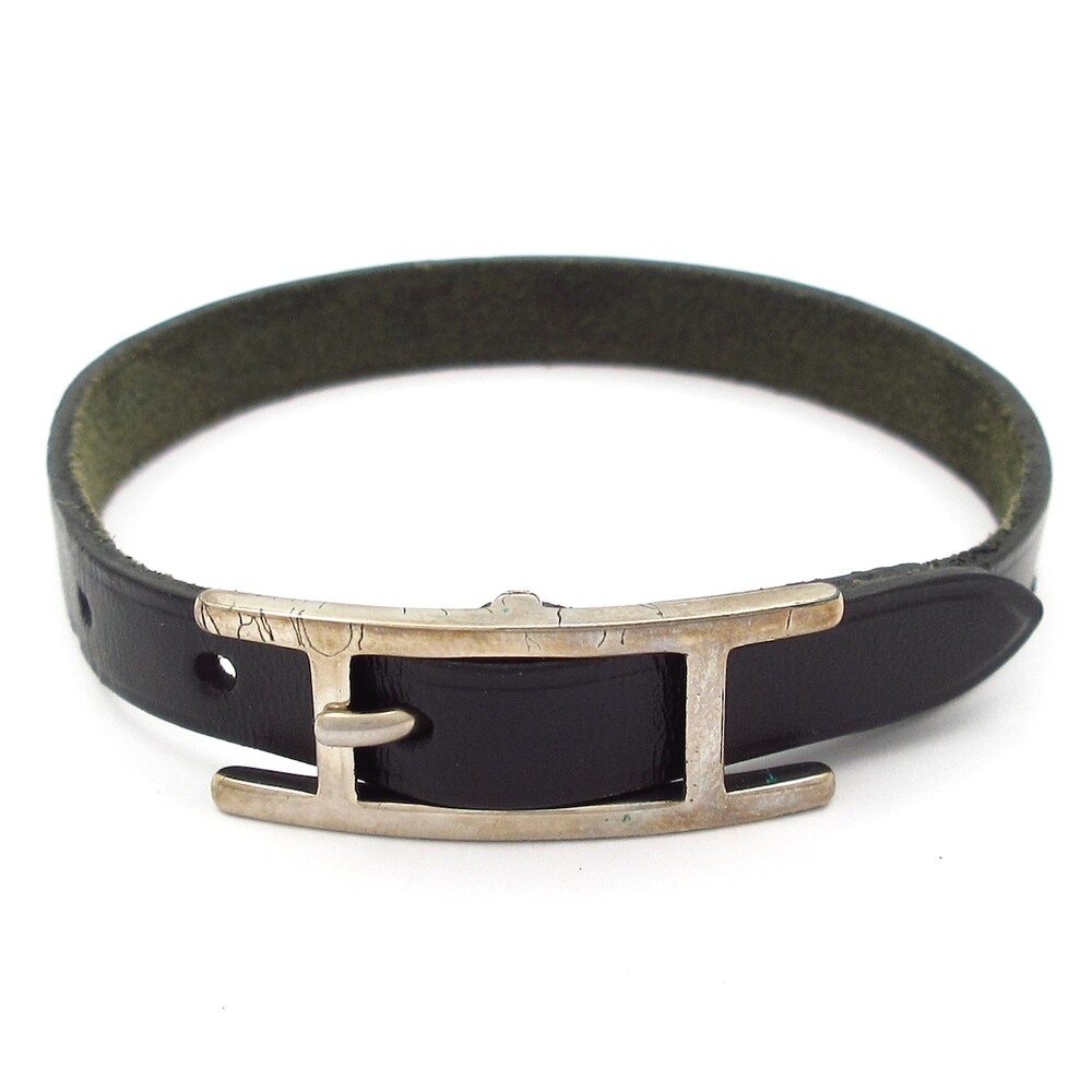 Hermès Hapi 3 Bracelet Black Silver Leather Hardware